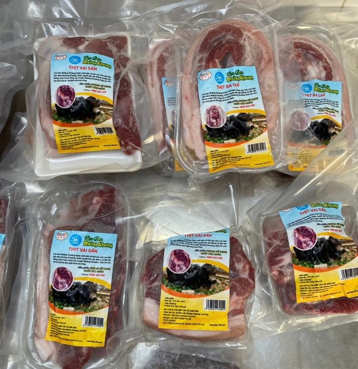 Sản phẩm thịt lợn bản tươi được Hợp tác xã Sơn Hòa đóng gói đùng quy cách đảm bảo ATVSTP