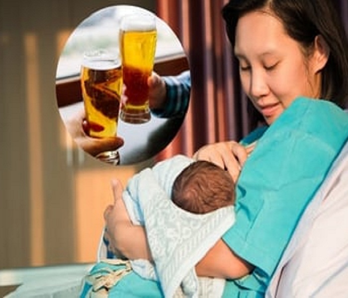 Uống bia khi cho con bú không được khuyến khích