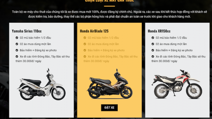 Dịch vụ thuê xe máy uy tín chuyên nghiệp tại Motorbike.vn